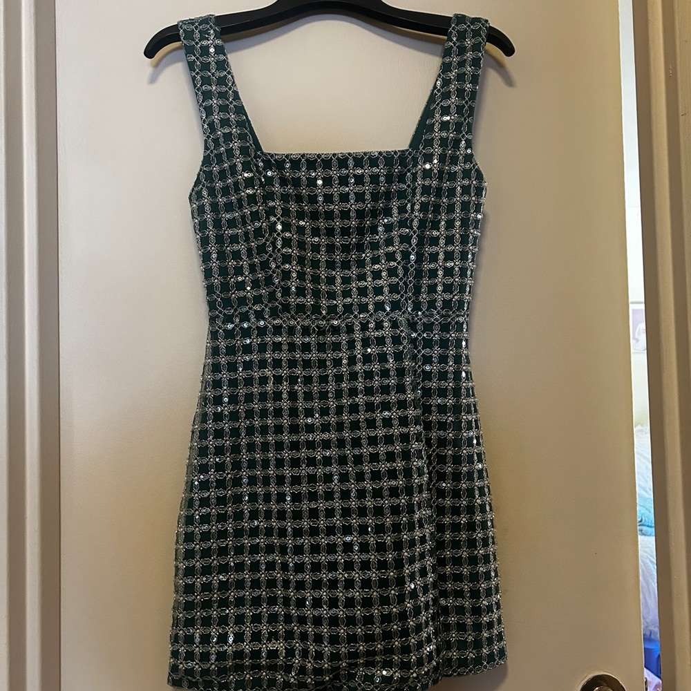 Altar'd State Green and White Mini Dress